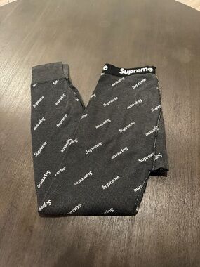Supreme Kids Black All-Over Logo Leggings